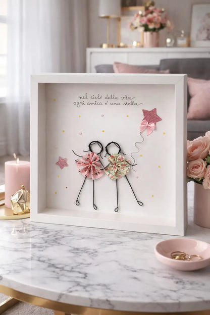 Quadretto Amiche 25x25 fatto a mano personalizzato