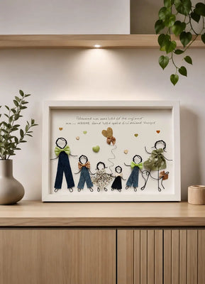 Quadretto famiglia numerosa personalizzato 21x30 fatto a mano - Mmatrioscaa