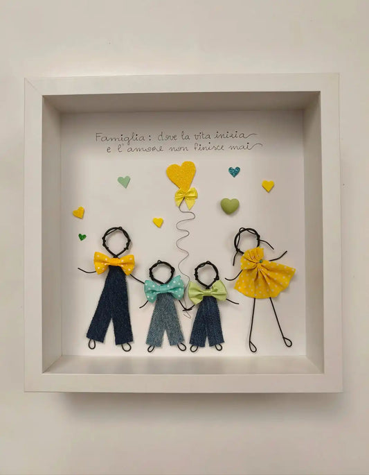 Quadretto famiglia personalizzato 25x25 fatto a mano da appendere - Mmatrioscaa